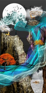 山水发财鹿