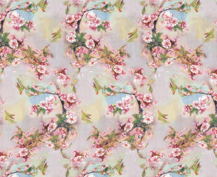 花卉小鸟图案布料纹理