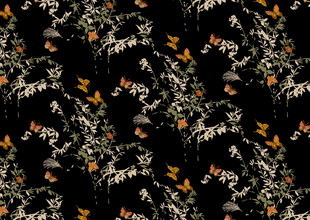 黑色底花卉植物图案纹理