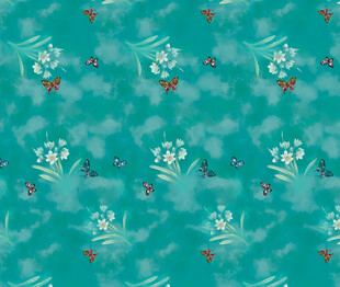 蓝绿色花卉图案背景纹理
