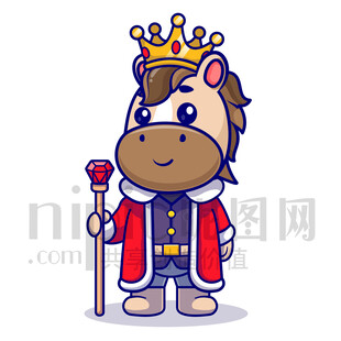 戴皇冠持权杖的卡通小马