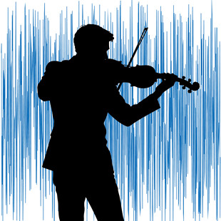 小提琴手剪影演奏瞬间