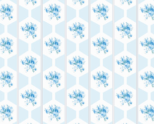蓝白花卉几何图案背景