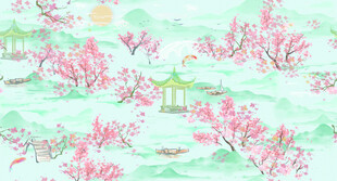 桃花山水 中国风