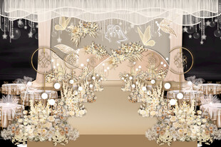 金色梦幻婚礼仪式场景布置