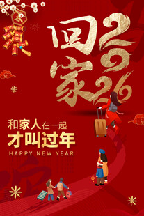 喜庆春节回家过年春运海报