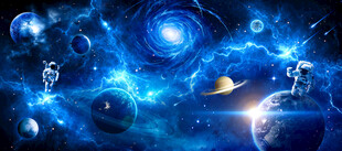 蓝色宇宙星球银河系太空闪电背景