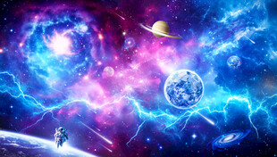 梦幻闪电星球外太空宇宙星空背景