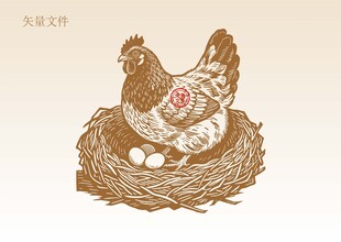手绘母鸡 鸡蛋插画