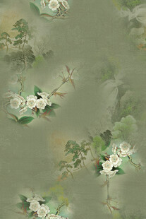 中式水墨风花卉图案纹理