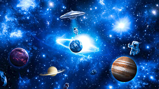 太空宇航员星球宇宙陨石星空背景