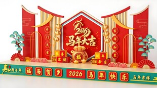 马年舞台布置喜庆场景