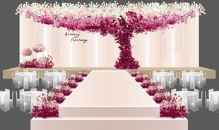 浪漫粉色系婚礼现场布置