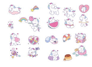 可爱独角兽卡通图案集合