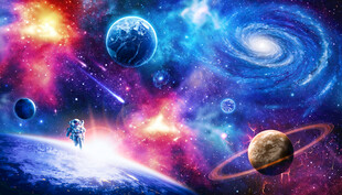 梦幻星空宇宙外太空黑洞星球背景