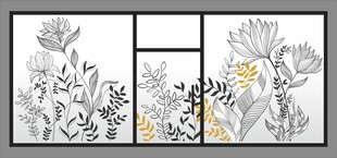 花卉线条装饰画设计素材