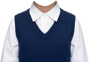 女孩衬衫蓝色背心马甲证件照素材